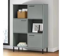 vidaXL Librería patas de metal OSLO madera maciza gris 90x35x128,5cm