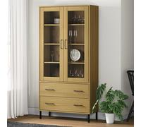 vidaXL Librería patas de metal OSLO madera maciza marrón 85x35x172,5cm