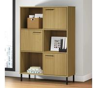 vidaXL Librería patas de metal OSLO madera maciza marrón 90x35x128,5cm