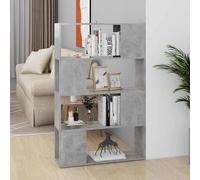 vidaXL Librería separador contrachapada gris hormigón 80x24x124,5 cm