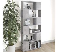 vidaXL Librería separador contrachapada gris hormigón 80x24x186 cm