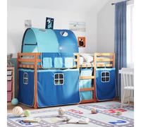 vidaXL Litera con cortinas madera maciza de pino azul 80x200 cm