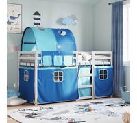 vidaXL Litera con cortinas madera maciza de pino azul 80x200 cm