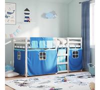 vidaXL Litera con cortinas madera maciza de pino azul 80x200 cm