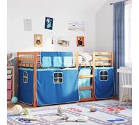vidaXL Litera con cortinas madera maciza de pino azul 80x200 cm