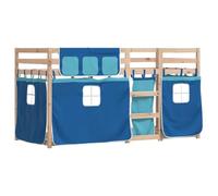 vidaXL Litera con cortinas de madera maciza de pino azul 80x200 cm litera doble