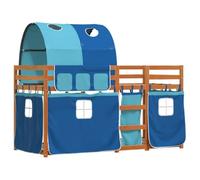 vidaXL Litera doble con cortinas madera maciza de pino azul 90x190 cm