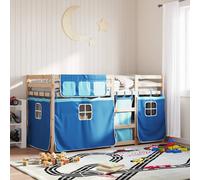 vidaXL Litera con cortinas madera maciza de pino azul 90x200 cm