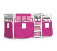vidaXL Litera con cortinas madera maciza de pino rosa 80x200 cm