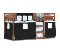 vidaXL Litera con cortinas madera maciza pino blanco y negro 90x190 cm