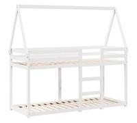 VidaXL Litera con Techo Blanco 90x190 cm Madera maciza de pino, cama, marco de cama, cama entrepiso, mueble de dormitorio, somier
