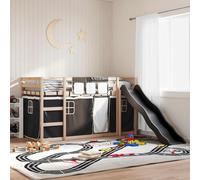 vidaXL Litera con tobogán y cortinas blanco y negro 80x200 cm