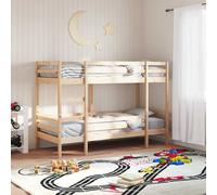 Litera de madera maciza de pino para habitaciones pequeñas con barandillas y escalera segura, 205,5 x 87,5 x 142 cm, incluye listones