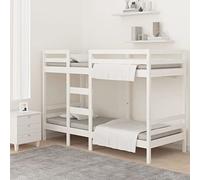 vidaXL Litera Cama alta de madera maciza de pino blanco con somier, colchones y escalera 90x190 cm