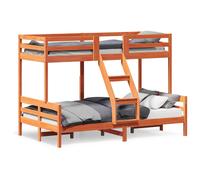 vidaXL Litera de madera maciza de pino marrón cera 80x200/120x200 cm