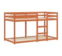 vidaXL Litera doble infantil Madera maciza de pino marrón cera 90x190 cm