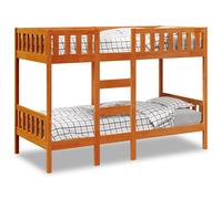 vidaXL Litera de madera maciza de pino marrón cera 90x190 cm