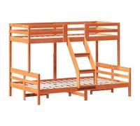 vidaXL Litera de Madera Maciza de Pino marrón Cera 90x200/120x200 cm, Cama, Estructura de Cama, Cama Alta, Muebles de Dormitorio, somier