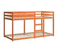 vidaXL Litera doble infantil Estructura cama listones Madera maciza de pino marrón cera 90x200 cm