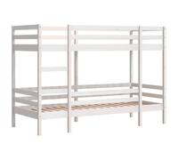 vidaXL Litera infantil 80 x 200 cm madera maciza de pino blanca con escalera y somier (sin colchón)