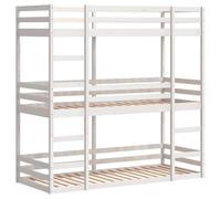 vidaXL Litera triple Madera maciza de pino blanco 75 x 190 cm