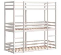vidaXL Litera triple de madera maciza de pino blanco 90x190 cm para niños