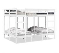 vidaXL Litera triple madera maciza de pino blanca 140x200/70x140 cm