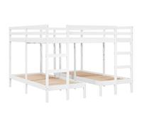 vidaXL Litera triple de madera maciza de pino blanca 200x200/80x200 cm con somier para 3 camas