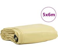 vidaXL Lona plana, 650 g/m², color beige, 5 x 6 metros, con revestimiento de PVC
