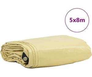 vidaXL Lona plana, 650 g/m², color beige, 5 x 8 metros, con revestimiento de PVC