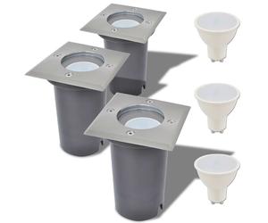 vidaXL Luces de suelo de exterior cuadradas 3 unidades