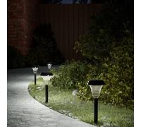 vidaXL Luces solares de camino con picos de tierra 12 uds luz blanca