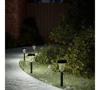 vidaXL Luces solares de camino con picos de tierra 12 uds luz blanca