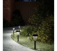 vidaXL Luces solares de camino con picos de tierra 12 uds luz blanca