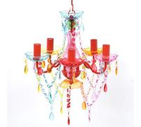 vidaXL Lámpara de techo araña de cristal 5 bombillas multicolor