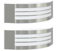 vidaXL Luz de pared exterior 2 uds. Plateado 32 x 10 x 10 cm