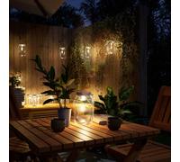 vidaXL Luz solar de exterior de vidrio 12 uds banco cálido