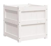 vidaXL Maceta blanca de 50x50x50 cm, hecha de madera maciza de pino