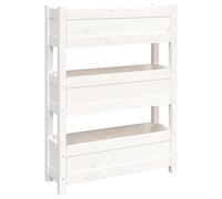 vidaXL Maceta blanca de 77x25x104,5 cm, fabricada en madera maciza de pino