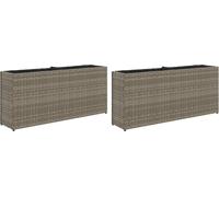 vidaXL Maceta con 2 jardineras, 2 unidades, gris, 90x20x40 cm, polirratán