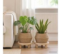 vidaXL Macetas para plantas con asas, 2 unidades, color natural, diámetro 45 cm, altura 36 cm