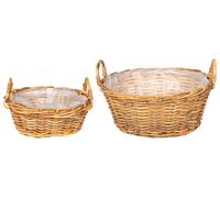 vidaXL Maceta con cesta de almacenamiento GENDT, 2 unidades, color marrón natural, tejido de ratán Kubu