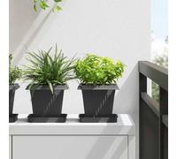vidaXL Maceta Cuadrada para Flores 24 pcs Negro 16 x 16 x 14 cm, Macetero Cuadrado Moderno, Recipiente de Plástico Ligero para Decorar Balcón, Interior y Jardín