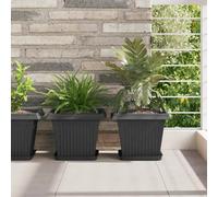 vidaXL Maceta cuadrada para flores 6 uds. Negro 28,5 x 28,5 x 22 cm
