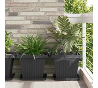vidaXL Maceta cuadrada para flores 6 uds. Negro 43 x 43 x 33,5 cm