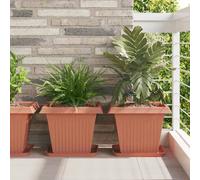 vidaXL Maceta cuadrada para flores 6 uds. Rojo Ladrillo Plástico