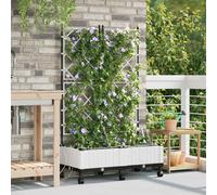 vidaXL Maceta de jardín con riego y ruedas 2 uds. Blanco PP
