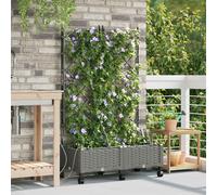 vidaXL Macetas de jardín con sistema de riego y ruedas, 2 unidades, gris claro