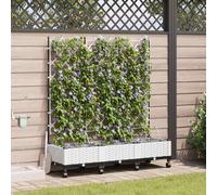 vidaXL Maceta de jardín con riego y ruedas 3 uds. Blanco PP