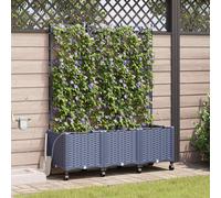 vidaXL Maceta de jardín con riego y ruedas 3 uds. Gris PP